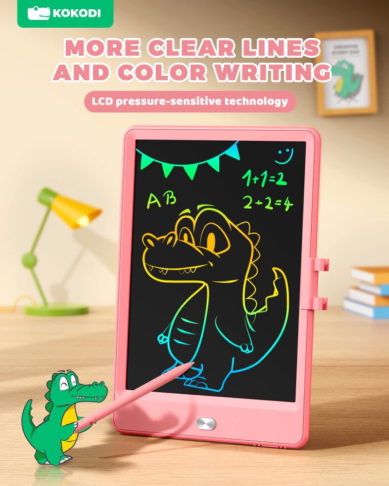 KOKODI LCD Writing Tablet, 8.5 Inch Toddler Doodle Board Drawing Tablet, Erasable Reusable Electronic Drawing Pads, Educational and Learning Toy for 3-8 Years Old Boy and Girls (Pink) - Image 4
